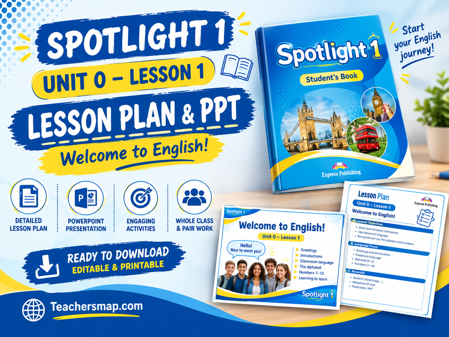 Spotlight 1 Unit 0 Lesson 1 Lesson Plan and PPT Cover TeachersMap