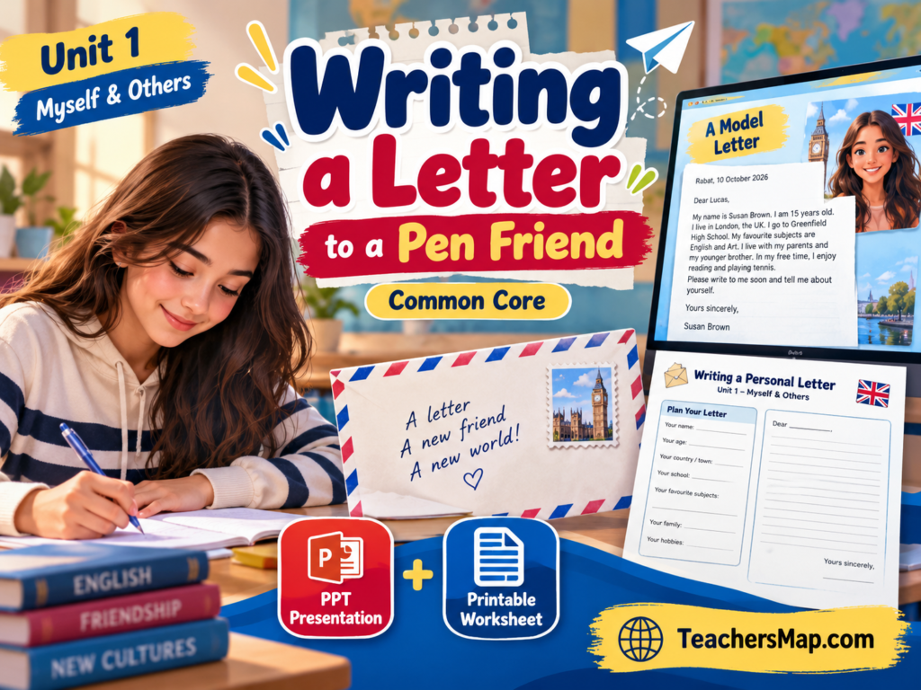 Writing a Letter to a Pen Friend: Common Core Unit 1 PPT & Lesson Plan.